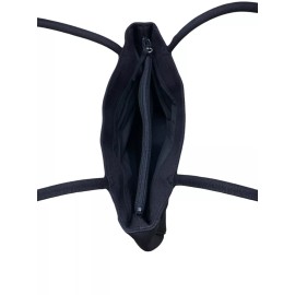 Saks Fifth Avenue Black Shoulder Tote Bag With White Logo Zipper Center Pouch