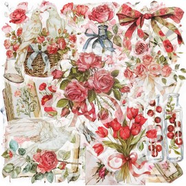 Mythya Pegatinas de Naturaleza Vintage, 100 Piezas Hermosas Calcomanías Decorativas Florales, Impermeable Pegatinas para Albumes de Recortes, Cuadernos, Computadora (Floral-1)