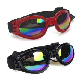 GDFHBD 2 Pieces Of Pet Goggles, Dog Goggles, Dog Sunglasses, Pet Sunscreen Glasses, Ultraviolet Protection (Black, Red).