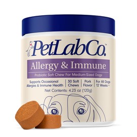 PetLab Co. Allergy & Immune Daily Probiotics for Dogs. Supports Yeast Production, Seasonal Allergies, Intermittent Itchiness, Gut & Digestive Health for Medium Size Dogs, Packaging May Vary