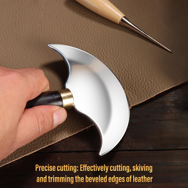 Coowolf Leather Knife with Wooden Handle, Leather Working Tools for