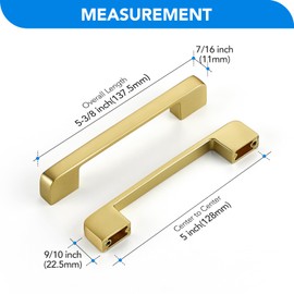 HOME EDIT Gold Cabinet Pulls 5 Inch Hole Spacing Wide Base Kitchen Cabinet Handles for Drawers 24 Pack