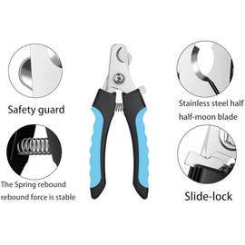 Dog Nail Clippers with Safety Guard & Nail File – Professional Pet Nail Trimmer for Dogs, Cats & Small Animals – Ergonomic Handle, Stainless Steel Blades – Easy Home Grooming Tool