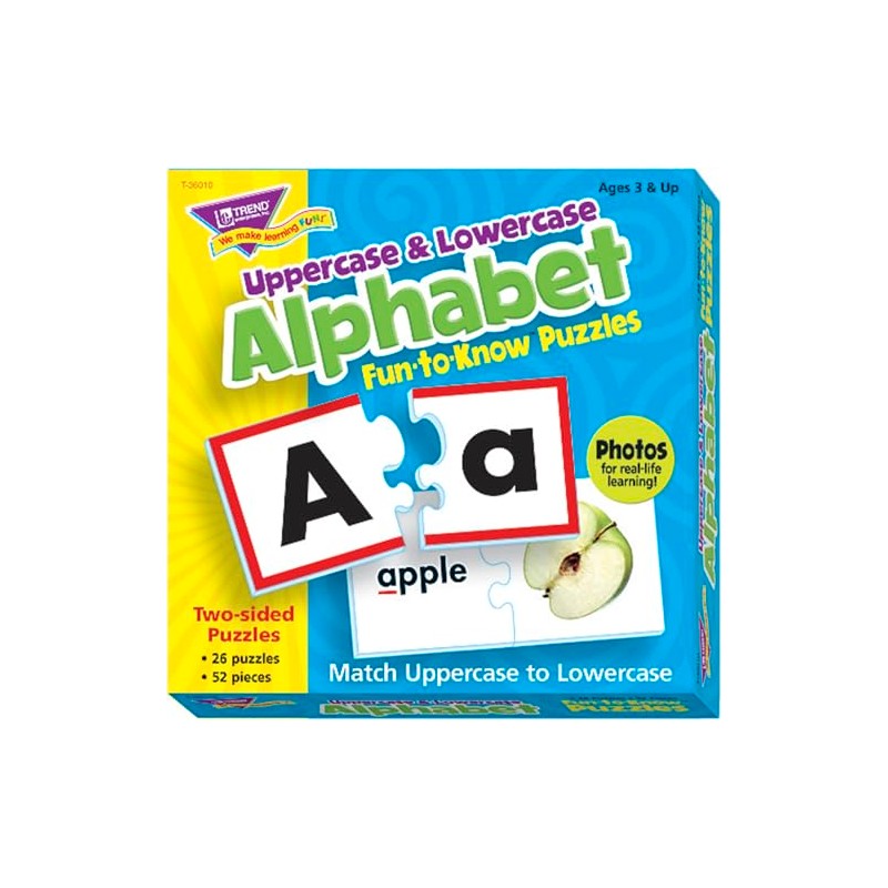 TREND ENTERPRISES Fun-to-Know Puzzles: Uppercase & Lowercase Alphabet, Multicolor, set