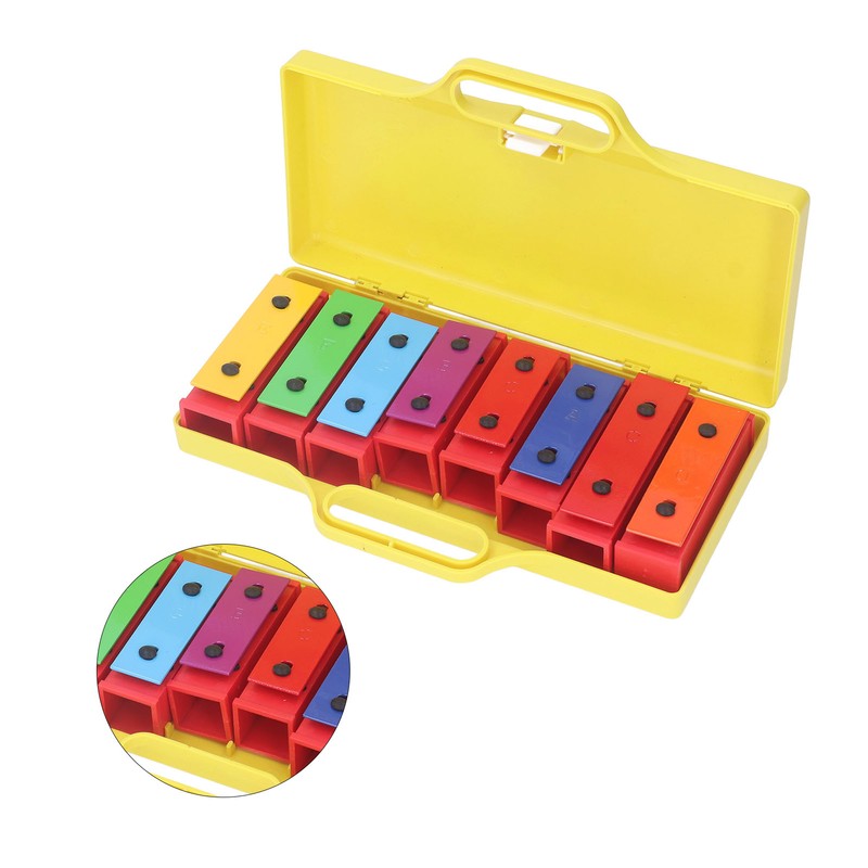 8 Note Colorful Resonator Bells with Case Removable Plates Plastic
