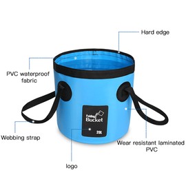 12L / 20L Waterproof Water Bucket Outdoor Fishing Bucket Folding Water Container for Camping Picnic Washing Cleaning