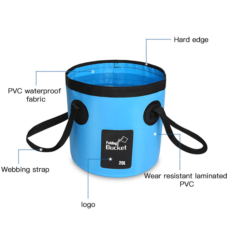 12L / 20L Waterproof Water Bucket Outdoor Fishing Bucket Folding