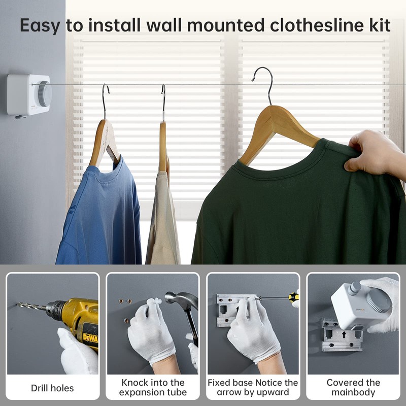 Mbillion Retractable Clothesline 13.8Ft Heavy Duty Clothes Drying Laundry Line