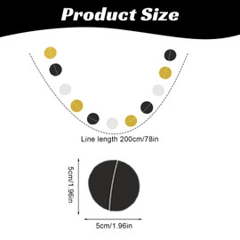 Round Paper Garland Banner, Glitter Dots Hanging Garland, Garland for Hanging, Streamer Decoration for Birthday, Engagement, Wedding, Baby Shower, Christmas Party, Decoration Carnival