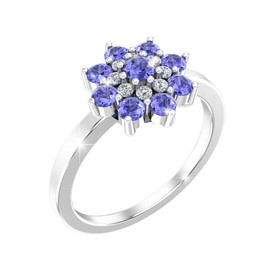 Belinda Jewelz Ring for Women 925 Sterling Silver Purple Tanzanite Gemstone Ring 0.65 Carat Round Flower Design Band Ring Jewelry Gift for Engagement Wedding, Size 9