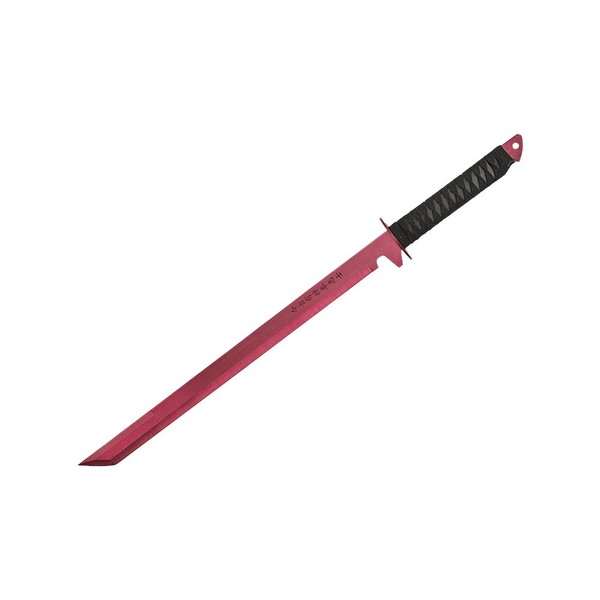 Wartech K1020-61-RD 440 Stainless Steel Full Tang Blade Ninja Hunting Machete Sword with Sheath, 27", Red