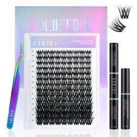 JOLIETIFY Lash Extension Kit, Dense Volume, Holo Luxe Edition, Faux Mink 8–18mm Clusters, Triple V Design for a Bold Structured Look, Individual Lashes with Waterproof Bond & Seal, Tweezers & Remover
