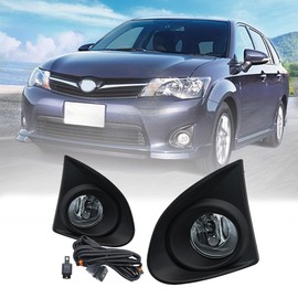 LEVANLIGHT Fog Lights Assembly Compatible For Toyota Corolla Axio 2013 2014 2015 | Front Bumper Fog Light Driving Lamps w/H11 Bulb/Switch/Clear Lens | 81220-0D042 (Black Bezel)