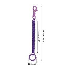 [PATIKIL] Retractor Bull Coil Spring Key Chain Anti-lost Keychain Holder Lanyard Cord with Key Ring for Key Wallet, dark purple