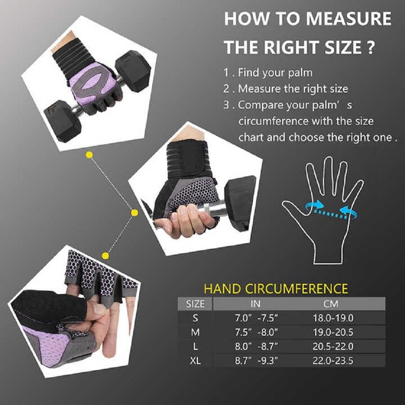 VEXON Men's Gym Gloves, Women's Gym Gloves, Gym, Weights, Mesh
