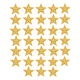 MSCFTFB 33 Pieces Assorted Colors Small 5 Star Iron on Patches Sew Embroidered Patches Appliques Embellishments for Clothing Jackets Backpack Repairing Decorations (Gold)