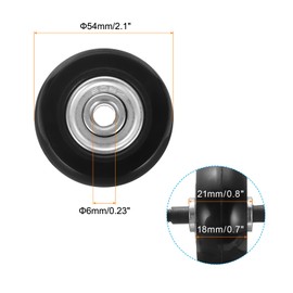 sourcing map Set of 2 Luggage Wheels Replacement 54 x 18 mm/2.1" x 0.7" Rubber Swivel Caster Bearing Wheels Repair Kits for Suitcase Inline Outdoor Skate,Black