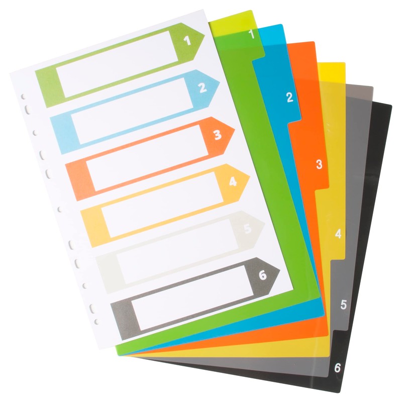 eco-eco A4 50% Recycled Multipunched Reinforced Colour Recycled Set 6