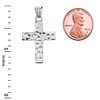 Religious Jewelry Modern Hammered Cross Charm Pendant Necklace (Small) in