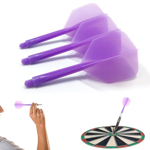 TRHDFW Purple Dart Shaft and Flyer, Integrated Clear Dart Shaft