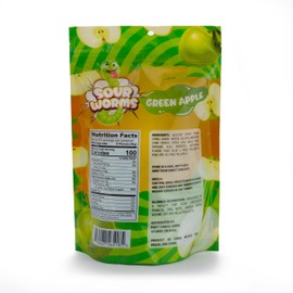 FirstChoiceCandy Sweet & Sour Gummy Worms, Multi Flavors and Solid Colors (1 Pound, Sour Green Apple)
