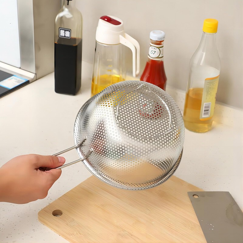 GREATLINK Stainless Steel Basin Colander with Handle Kitchen Strainer, Resting