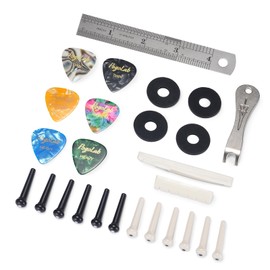 Guitar Tool Kit for Acoustic Guitar Beginner, POGOLAB Handy Guitar Repair Care Kit Included Guitar Bridge Pins Pick Pin Puller Ruler Bridge Saddle Nut Fret Polisher, String Guitar Accessories
