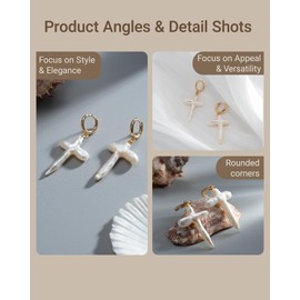 Natural Pearl Cross Earrings - Gold Plated Dangle Chunky Real Pearl Cross Statement Earrings for Women Mother Soulmate Grandma Granddaughte(Small D)