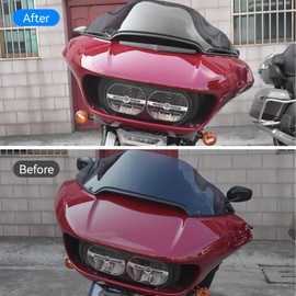 LUXEMOTO Side Road Glide Windshield Trim, Split Front Windscreen Side Molding Windshield Trim Kit for Harley Road Glide Ultra FLTRU FLTRX Special FLTRXS 2015-2023 Accessories (2PCS) (Black)