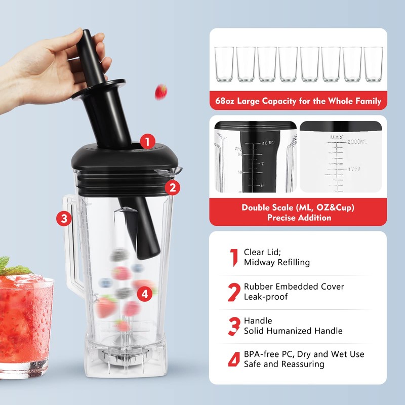 3HP 2L Commercial Blender Mixer Juicer 2200W Professional Power Blender