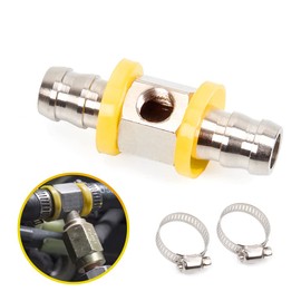 BARTOO 1/2” Fuel Line Fuel Pressure Barbed Push Lock T-Fitting Adapter Includes Clamps
