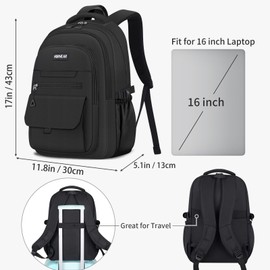 HORHEAR Backpack Teenager Girls for School, School Backpack Aesthetic for College Student Boys Girls Teenagers (Black), black