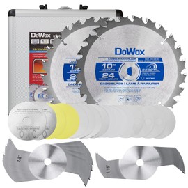 10" Carbide Stacked Dado Saw Blade Set, Pro Dado Set for Fine Finished Cuts, Grooves, Dados and Rabbets, 24 Tooth with 5/8" Bore, 23 Pieces