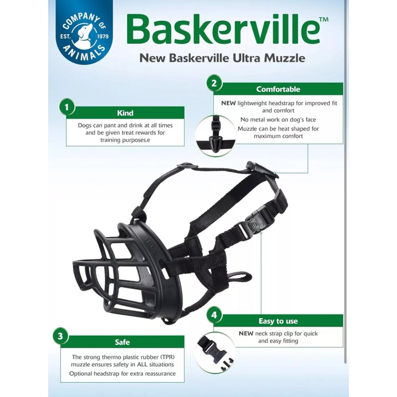Baskerville Ultra Muzzle for Dogs - Size 4 - Adjustable