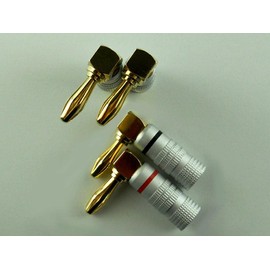MG-M 24K Gold Plated Gold Solderless Plain L Shape Banana Plugs Set of 4