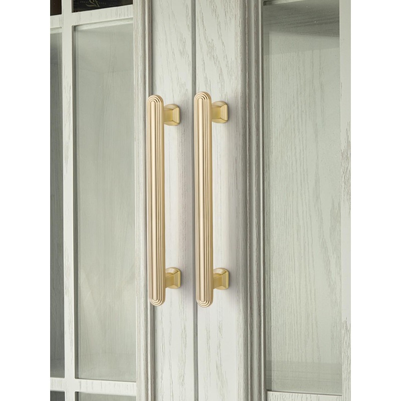 SORWDUREM 5 Pack 5 Inch(128mm) Brushed Gold Cabinet Pulls Drawer