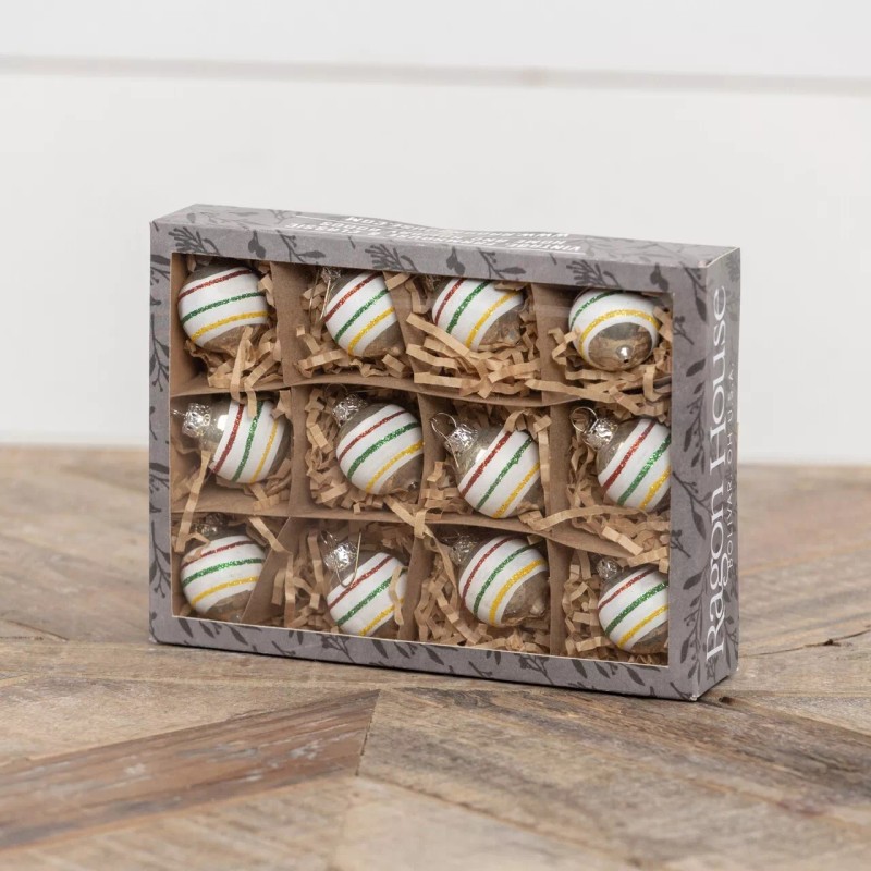 Ragon House Vintage Style Mercury Glass Ball Ornaments - Striped