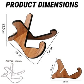 Zykphao Wooden Guitar Stand Floor - Universal X-Frame Holder for Acoustic/Electric/Bass/Classical Guitars, Non-Slip Rubber Padding, Foldable & Sturdy Wood Construction