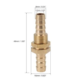 X AUTOHAUX Hose Nozzle 8 mm Brass Hose Connector Hose Connector Adapter Barb Connection for Air Water Fuel Line Pack of 5