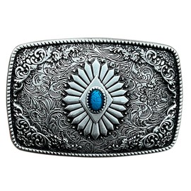 Vintage Silver Western Cowboy Belt Buckle for Women Men, Boucle De Ceinture