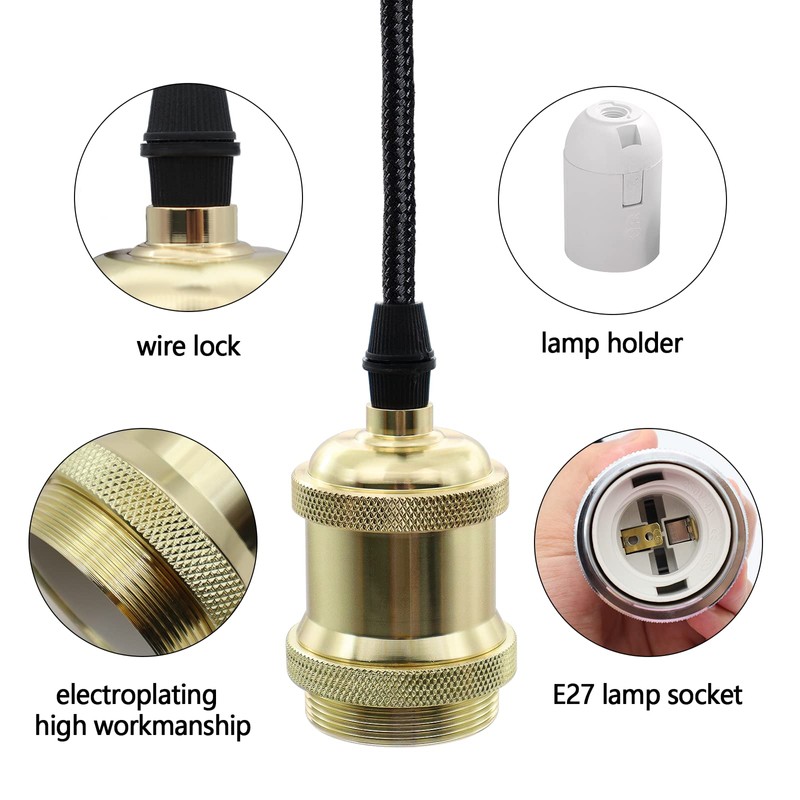 2 Pcs Ceiling Pendant Light Fitting E27 Rose Screw Lamp