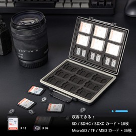 JJC 54 Slots Large Capacity Memory Card Case 18 Pcs SD SDHC SDXC Cards + 36 MicroSD TF MSD Card Storage Case Shockproof Dustproof Moisture Proof with SD Card Seal