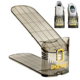 Foldable Shoe Rack Organizer,Double Layer Shoe Slots Space Saver - Adjustable Shoe Organizer for Home Bathroom Closet Organization