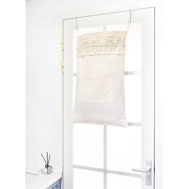 Mkono Macrame Hanging Laundry Hamper Bag Over The Door Organizer