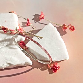 Tuscany Silver Pink Crystal Bangle