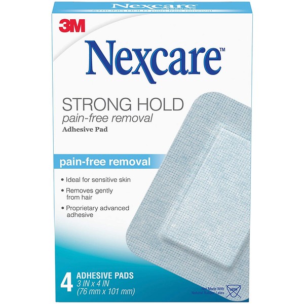 Nexcare Sensitive Skin Adhesive Pads, Pain-Free Removal, 3 Inch X 4 Inch, 4 Pack, Blue