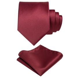 RBOCOTT Burgundy Tie and Pocket Square Necktie Set for Men(7)