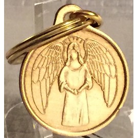 wendells Guardian Angel 1" Bronze Key Chain Tag He Will Command Angels Keytag Keychain