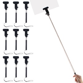 QoTang 10 PCS Handheld Adjustable Sign Holder, 7.9-37'' Stainless Steel Hand Held Sign Stands Poster Holder Billboard Holder Airport Pick Up Sign Tour Guide Sign Holder Sign Stake Pole No Signboard
