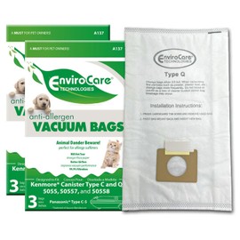 Envirocare Replacement Allergen Vacuum Bags for Kenmore Canister Type C and Q 50555, 50558, 50557 and Panasonic Type C-5 6 pack